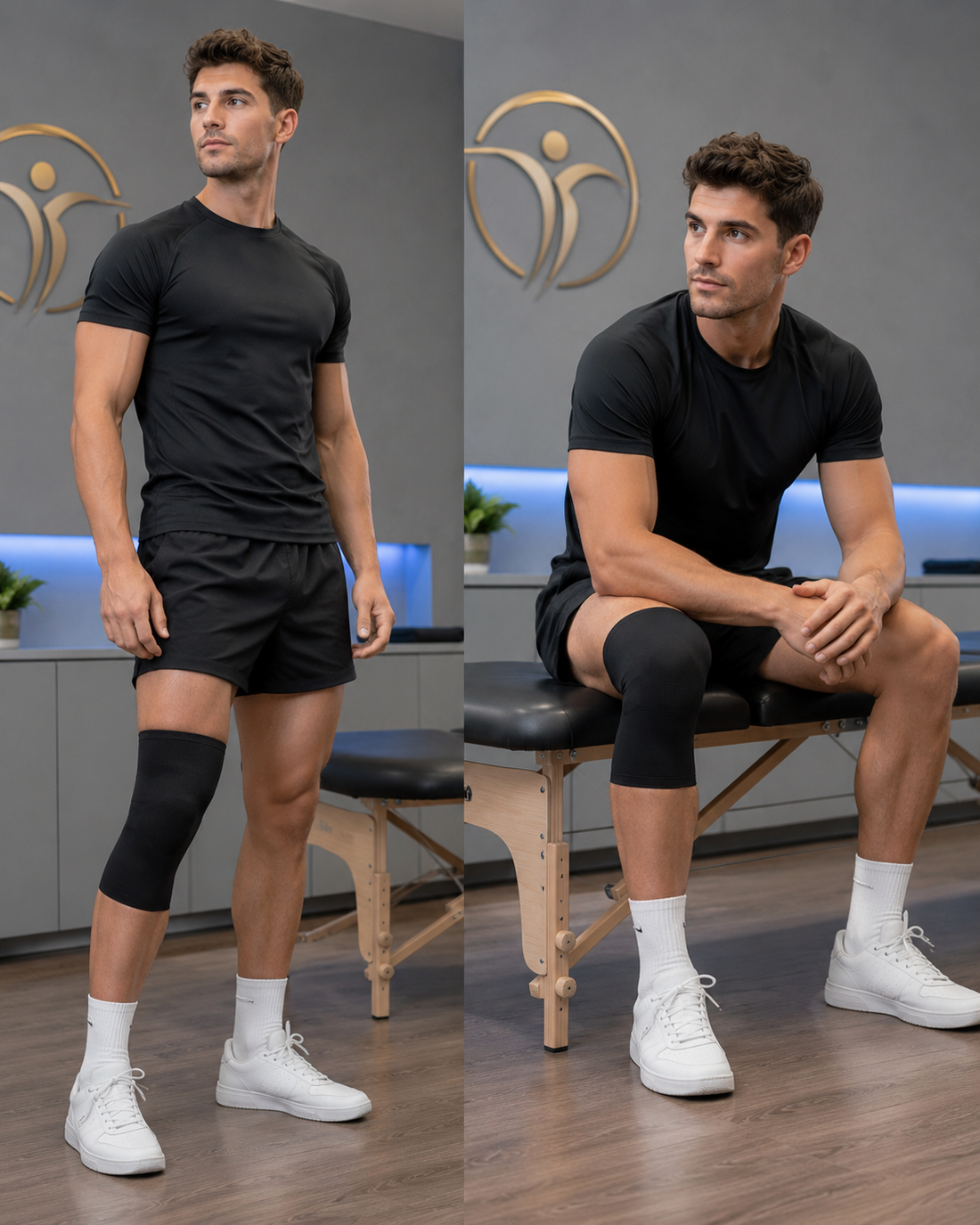 Επιγονατίδα ελαστική κλειστή μαύρη PhysioClinic Store